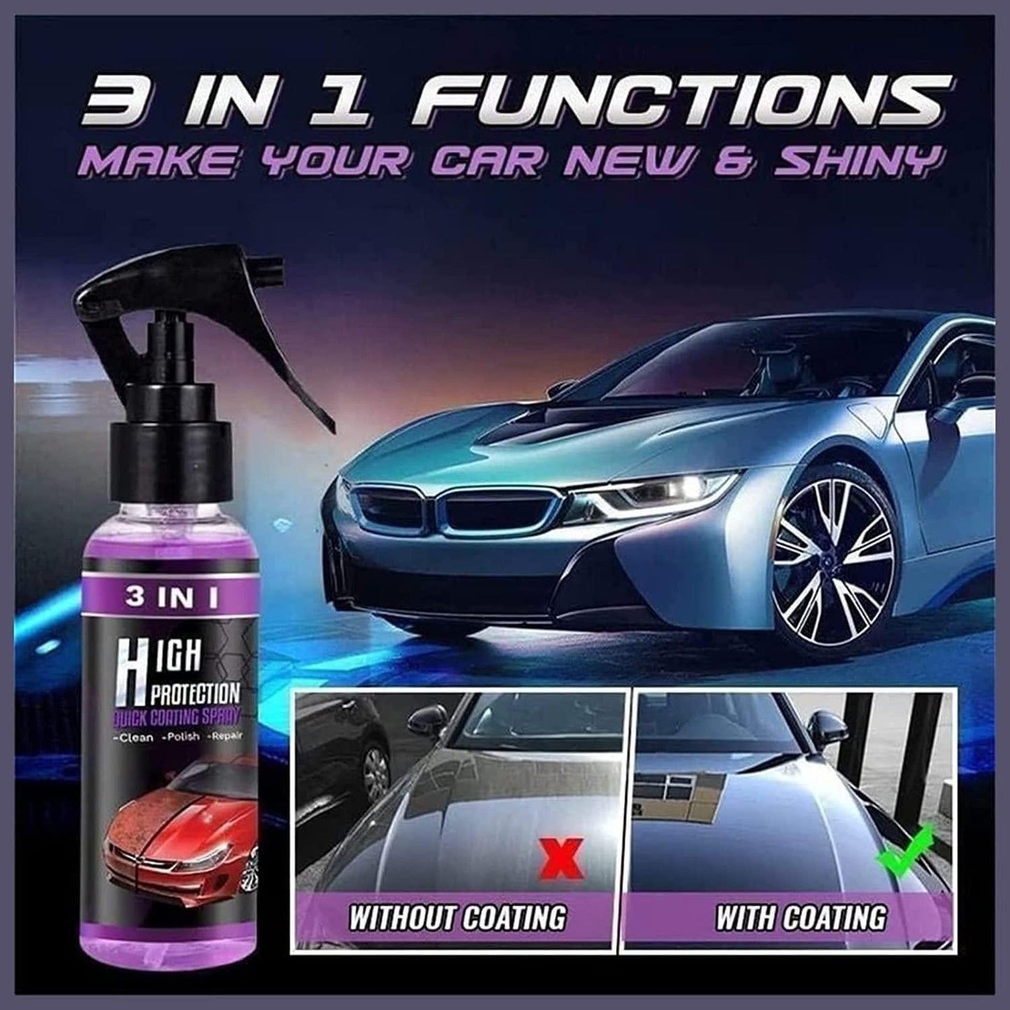 3 in 1 High Protection Quick Car Ceramic Coating Spray 200ML